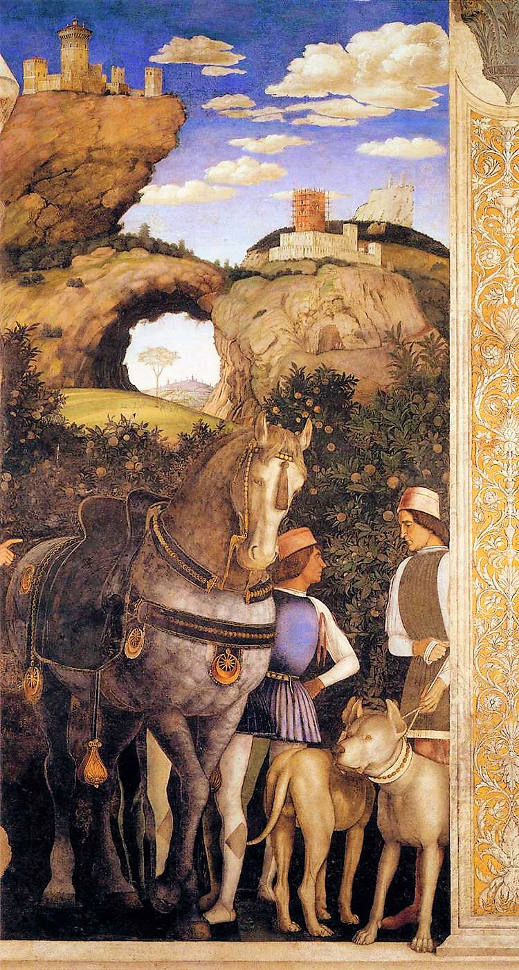 Andrea Mantegna, Jagdgefolge, 1474, Mantua, Palazzo Ducale